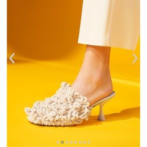 Charles & Keith- Textured Spool Heel Mules